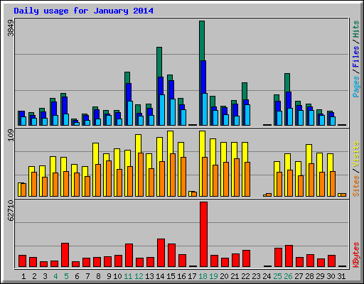 Daily usage for January 2014