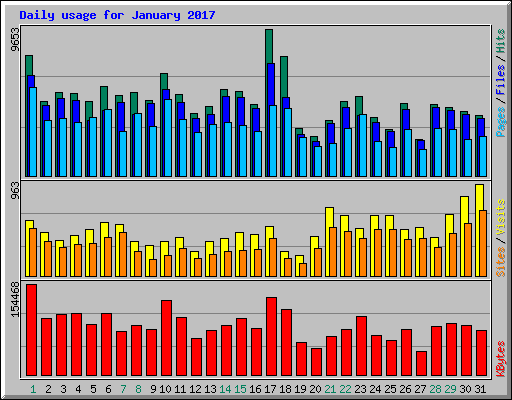 Daily usage for January 2017