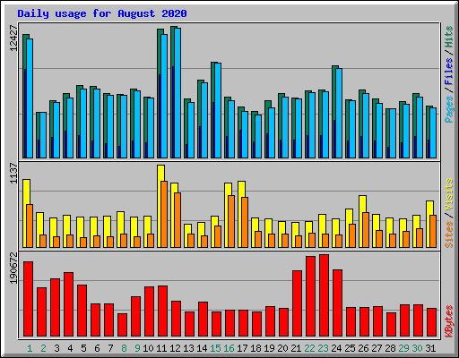 Daily usage for August 2020