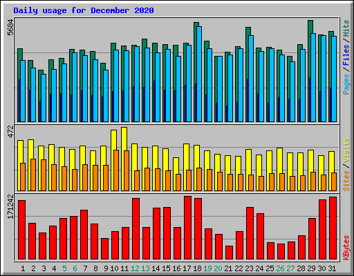 Daily usage for December 2020