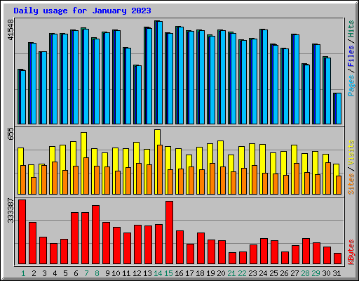 Daily usage for January 2023