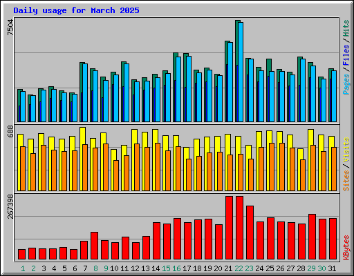 Daily usage for March 2025