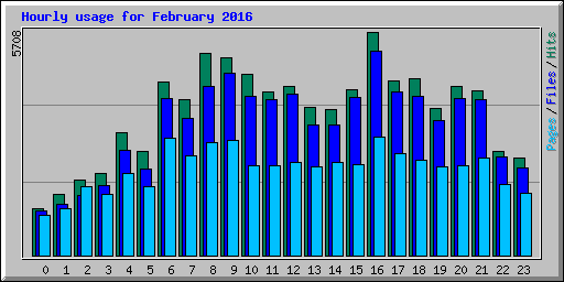 Hourly usage for February 2016